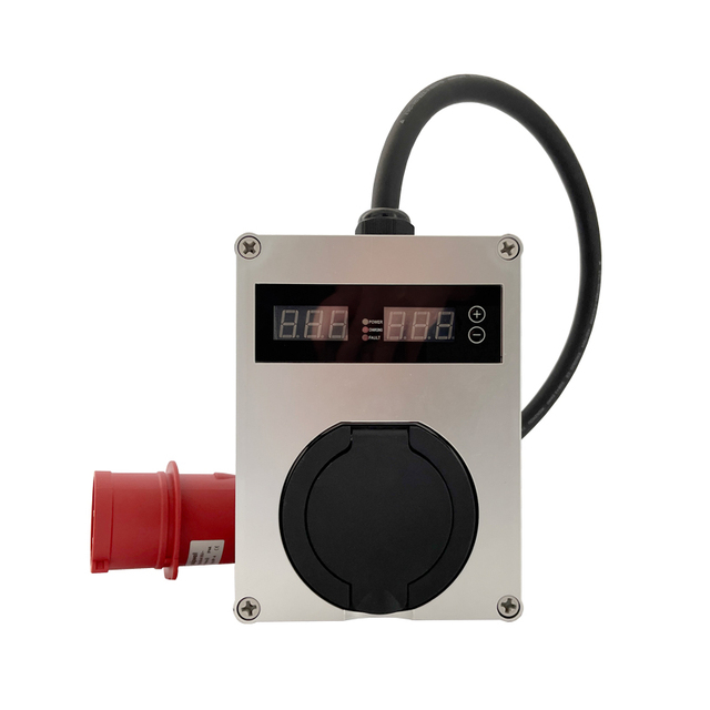 Home Use Portable Type 2 Socket IEC 62196-2 Ev Charger Connector Mini 22KW 32A 3 Phase Ac Wallbox Charger With Red CEE Plug