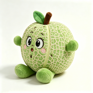 Peluche de Melón Personalizado, Adorable Peluche de Fruta Redonda Verde Suave con Diseño de Red, Peluche de Melón Esponjoso - Product Image 1
