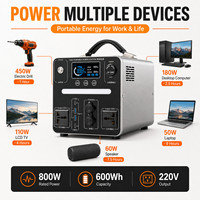Estación de Energía Portátil de 800W con Onda Sinusoidal Pura, Carcasa Metálica LiFePO4, Precio de Fábrica, para Viajes en RV, Camping, Aventuras al Aire Libre, Energía de Respaldo