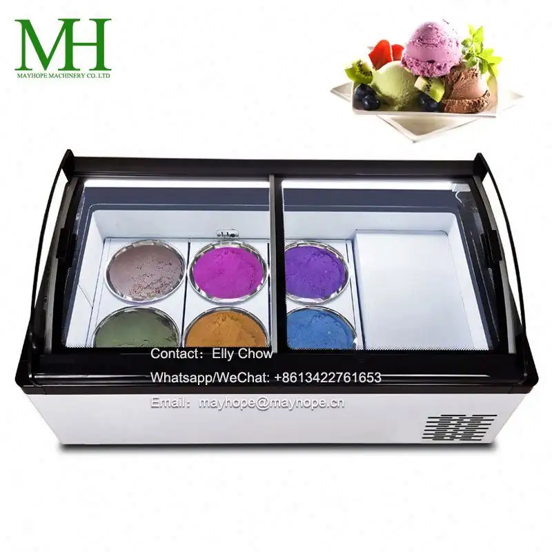 Counter top mini pequena mesa top icecream sorvete vitrine exibição freezer freezers para sorvete