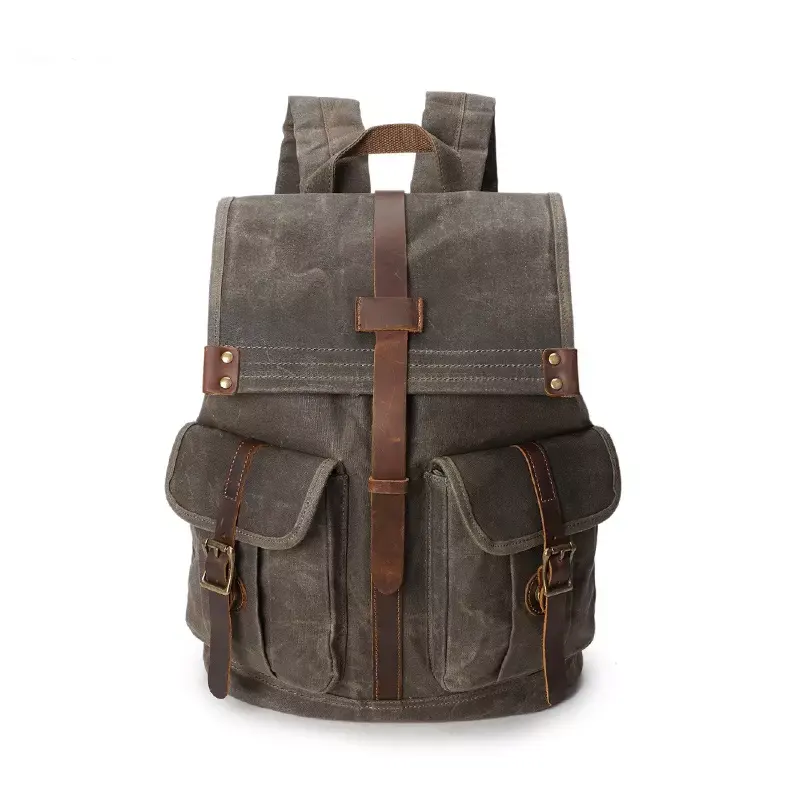 लोकप्रिय विंटेज सुरुचिपूर्ण डिजाइनर स्टाइलिश पुरुषों निविड़ अंधकार लच्छेदार कैनवास आउटडोर यात्रा बैग बैग रूकसाक bagpack
