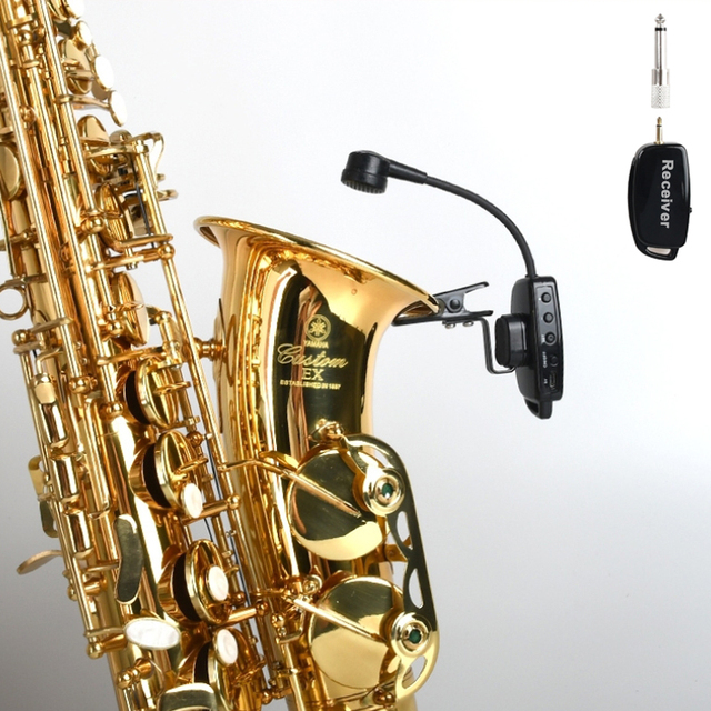 Wireless Saxophone Microphone System, Clip-on Musical Instrument Mic for Saxophone Players