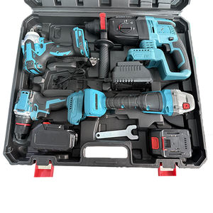 Vente directe d'usine Ensemble d'outils électriques 4 en 1 Perceuse électrique sans fil au lithium rechargeable Clé à chocs Meuleuse d'angle Marteau électrique - Product Image 1