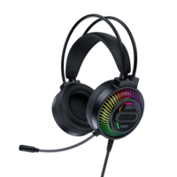 Casque de jeu filaire RGB supra-auriculaire d'entrée de gamme avec haut-parleurs de 50 mm, étanche, pour joueurs/PC