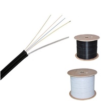 Kabel Drop FTTH Outdoor G657A1 4-Core Flat Fiber Optic dengan Jaket LSZH dan Kawat Pengikat Baja Galvanis