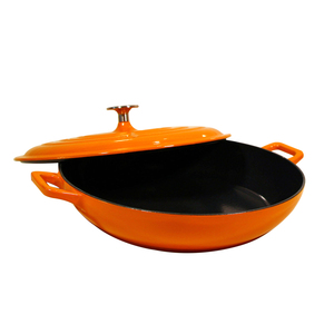 Four hollandais <span class=keywords><strong>en</strong></span> <span class=keywords><strong>fonte</strong></span> émaillée <span class=keywords><strong>jaune</strong></span> de 12.5 ''avec couvercle-Casserole de cuisine polyvalente - Product Image 1