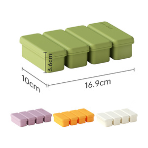 Bandeja rectangular de silicona para cubitos de hielo con tapa, 4 cavidades, grado alimenticio, molde de fácil desmolde para sopas, salsas y congelador - Product Image 2