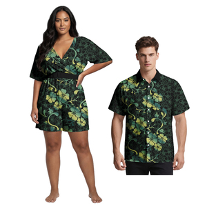 Combinaison hawaïenne <span class=keywords><strong>sexy</strong></span> pour femmes, chemises décontractées pour hommes style Tapa Samoan, vêtements unisexes à motif tribal polynésien pour amoureux, costume personnalisé pour <span class=keywords><strong>couple</strong></span> - Product Image 4