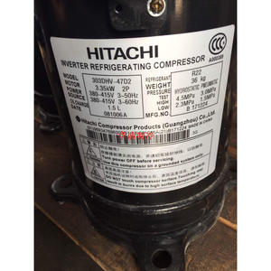 คอมเพรสเซอร์ทำความเย็นแบบอินเวอร์เตอร์ฮิตาชิ รุ่น 303DHV-47D2 ใช้สารทำความเย็น R22 กำลังไฟ 3.35 กิโลวัตต์ แรงดันไฟฟ้า 380-415 โวลต์ 3 เฟส 50 เฮิรตซ์ สำหรับเครื่องปรับอากาศ - Product Image 1