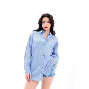Chemise boutonnée pour femme 7448, popeline rayée romaine, tenue de tous les jours, chemisier simple et tendance - Product Image 5