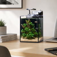 Kit d'aquarium moderne Nano en gros, réservoir en verre à faible teneur en fer avec transmittance de 91 %, filtre silencieux intégré et lampe COB, directement de l'usine