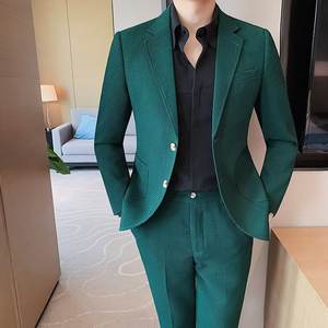 Giacca da <span class=keywords><strong>Uomo</strong></span> in Corduroy di Alta Qualità, <span class=keywords><strong>Blazer</strong></span> Casual 2024, Completo da Lavoro <span class=keywords><strong>Bianco</strong></span> per <span class=keywords><strong>Uomo</strong></span>, Nuovo Design Cinese Doppiopetto - Product Image 3