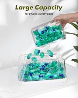 Distributeur de sacs poubelle Conteneur de dosettes de linge-3 en 1 Organisateur de sacs à ordures et lave-vaisselle Porte-comprimés transparent