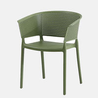 Chaise de salle à manger empilable en plastique vert olive moderne STG, design coloré et respirant pour l'extérieur, le jardin, les restaurants