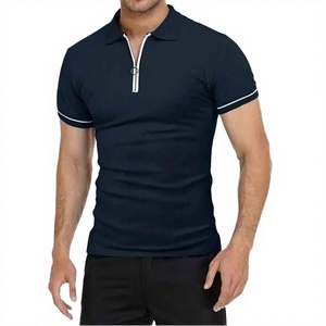 Camiseta de Verano para Hombre, Nueva, de Color Sólido, Manga Corta, Transpirable, con Cierre, Tejido Sin Tejer, Lisa, Corte Ajustado, con Solapa, Color y Logotipo Personalizables - Product Image 3