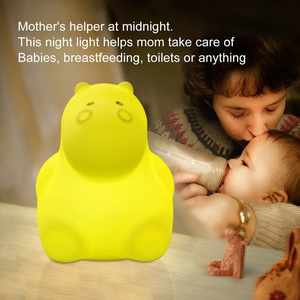 Mignon Animal Silicone Capteur Tactile LED Hippopotame <span class=keywords><strong>Veilleuse</strong></span> Couleur Changeante Respiration Sommeil Aide Cadeau Lampe pour Bébé Nouveau-Né Pépinière - Product Image 6