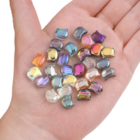 Zhubi 8X10MM transparan bersinar kristal kepala kucing mewah indah menyelesaikan manik-manik kaca datar untuk membuat perhiasan