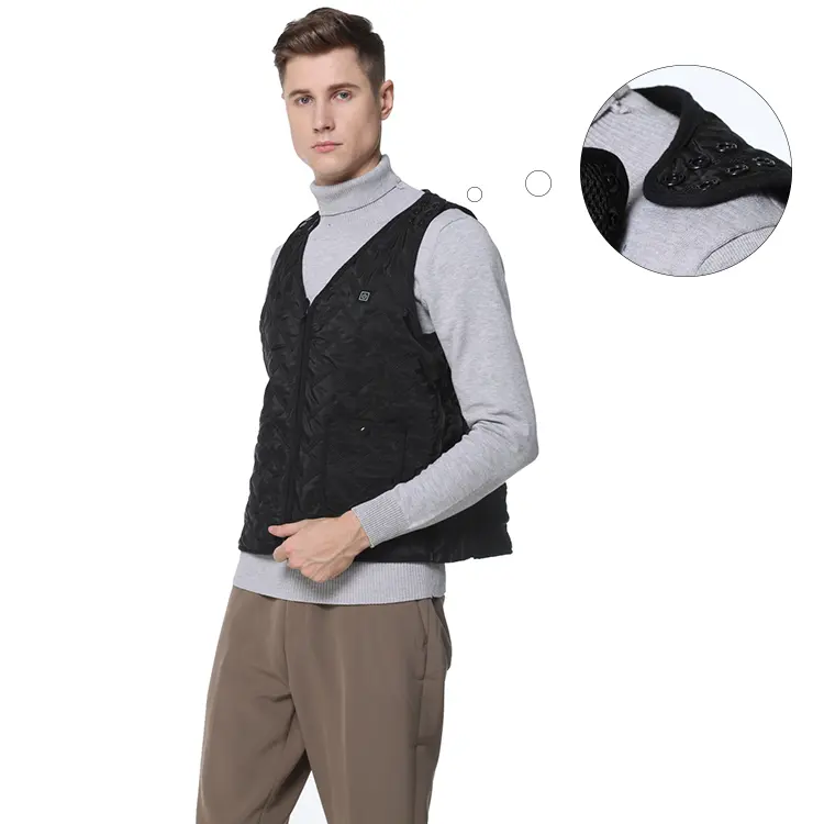 3 Adjustable Shoulder Buckle Design USB Far Infrared Heating Pad vest Indoor Mini Heated Vest With V Collar