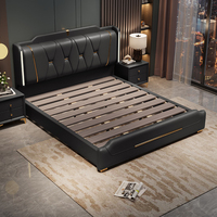Modernes Lederbett mit Stauraum und Kiefernholzrahmen Umweltfreundliches Design für Schlafzimmer, Villen & Apartments
