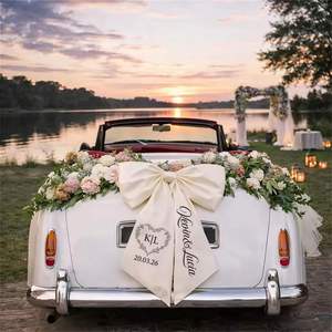 Nœud en ruban personnalisé, grand nœud en satin pour mariage avec noms, décoration romantique pour la voiture de la mariée et du marié - Product Image 5