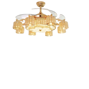 Crystal <b>Ceiling</b> Fan with <b>Light</b> and <b>Remote</b> Modern Dimmable Fandelier Invisible Retractable Chandelier Fan for Bedroom Living Room - Product Image 1
