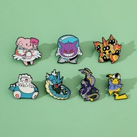 Bros Pin Pokemon Lucu Bergaya Kartun, Berlapis Elektroplating, Pikachu, Jigglypuff & Kabuto, Lencana Logam untuk Hadiah