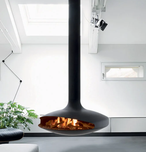 <span class=keywords><strong>Estufa</strong></span> de Leña Giratoria, Chimenea Suspendida de Esquina, Acero al Carbono, para Interiores, Sala de Estar, Negro Mate, Contemporánea, de Etanol, 600 mm - Product Image 1