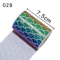 Pita Grosgrain Sisik Duyung Berlapis Emas 100% Poliester Pita Cetak Pelangi untuk Kerajinan DIY, Ikat Rambut, Pembungkus Kado, Dekorasi