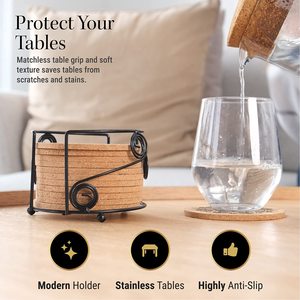 Sous-verres pour boissons absorbants avec support Sous-verres en liège pour table basse/table en bois, ensemble de 8 sous-verres amusants, sans odeur 1/4" - Product Image 6