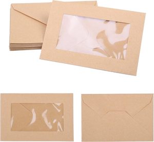 Cartes-cadeaux de Noël recyclées livre 4.125x2.78 pouces <span class=keywords><strong>mini</strong></span> longues enveloppes brunes kraft avec fenêtres pour les entreprises - Product Image 2