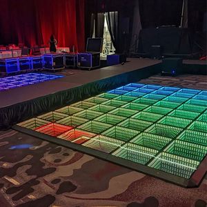 Piso de baile de píxeles LED inalámbrico portátil, escenario de <span class=keywords><strong>DJ</strong></span> de boda blanco cálido en China, cuerpo de PVC con modo de Control DMX512 para hoteles - Product Image 1