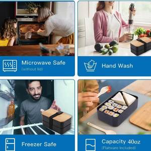 Boîte à lunch grande capacité avec compartiments - Boîte bento compatible micro-ondes pour étudiants et professionnels - Contenant personnalisé pour la préparation des repas - Product Image 2