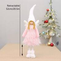 Figurine d'ange ailé rétractable blanche et rose en tissu pelucheux long, ornement de Noël