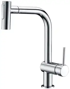 2023 neues Design Kupfer Einloch Schreibtisch montiert Pull-Down-Waschbecken Küchen armatur mit Kunststoff Doppel funktion Dusch kopf.