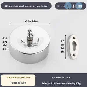 <span class=keywords><strong>Tendedero</strong></span> Retráctil Invisible de Acero Inoxidable sin Taladro para Hotel, Diseño Moderno y Simple para Uso Interior/<span class=keywords><strong>Exterior</strong></span>, Nailon - Product Image 4