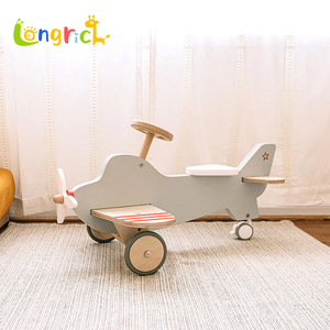 Cheval à bascule en bois massif moderne pour enfants, en forme d'avion, pour bébés et enfants de 0 à 7 ans - Product Image 2