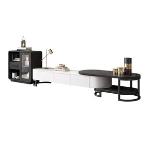 האחרון עיצוב יוקרה להארכה טלוויזיה Stand מודרני סגלגל צורת מוצק עץ סלון טלוויזיה יחידת אחסון קבינט - Product Image 5