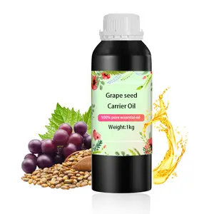 Huile de pépins de raisin en vrac Vente en gros Huiles de support Fabricants Naturel pur pour les cheveux et la peau Essence Massage Croissance du corps Visage