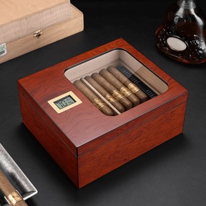 Wooden Cigar Humidor with Digital Hygrometer Rectangular Polished Surface Moisture Proof <b>Storage</b> <b>Box</b> Classic Design - Product Image 3