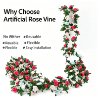 Guirlande de 45 têtes de roses artificielles en soie pour arche de mariage, décoration murale, panier suspendu, maison, balcon, jardin, fête, fond de scène