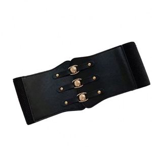 Ceinture large élastique en cuir PU pour femme YY – Ceinture de taille tendance pour robes, corset noir - Product Image 3