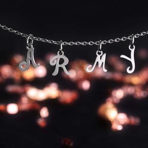 Corea KPOP BTS <span class=keywords><strong>A</strong></span>.R.<span class=keywords><strong>M</strong></span>.Y Collares pendientes, joyerí<span class=keywords><strong>a</strong></span> de acero inoxidable de moda Collar de letras del EJÉRCITO DE EE. UU. / - Product Image 5