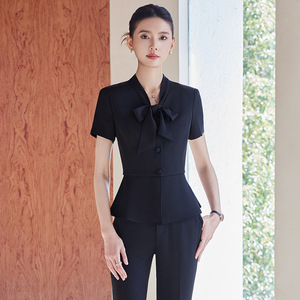 Hotel Uniforms Women Short Sleeve Suit Set Summer 2025 Professional Workwear For Hotel Receptionist Waitress - Product Image 2