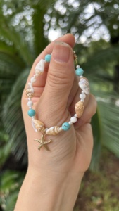 กำไลข้อมือผู้หญิงทำมือ ปรับขนาดได้ แฟชั่น กำไลหินคริสตัลแท้เพื่อสุขภาพ ประดับด้วยไข่มุก ไม่ลอก ไม่ดำ กันน้ำ - Product Image 2
