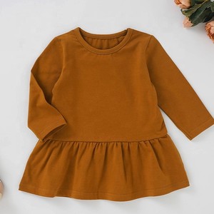 Automne enfant en bas âge filles robe nouvelle mode Logo personnalisé de haute qualité décontracté col rond plaine tricoté à manches longues jupe couleur unie - Product Image 5