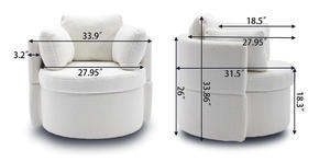 Fauteuil pivotant et de rangement moderne en tissu avec coussin de dossier pour salon, bureau à domicile et hôtel, gris foncé - Product Image 5