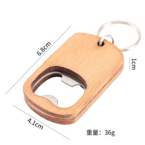 Custom Logo Engraved Names Wood Bottle Opener Keychain Wooden <b>Beer</b> & Bottle Opener with Key Chain for Household Kitchen Use - Product Image 4