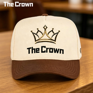 Casquette de baseball structurée à 5 panneaux avec logo personnalisé, vente en gros, broderie 3D, bicolore, crème et marron, fabricant de casquettes - Product Image 2