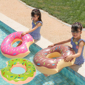 Bouée de natation gonflable OEM en forme de donut, flotteurs pour enfants, <span class=keywords><strong>donuts</strong></span> colorés marron, flotteurs de piscine pour enfants et adultes - Product Image 3