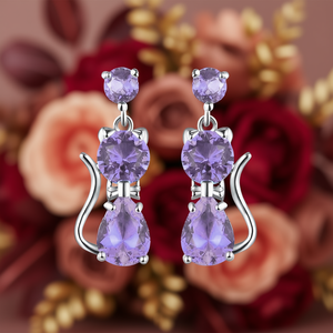 Pendientes Colgantes de Gato Rojo Granada E3824 con Corte de Pera y Engaste de Garra, de Aleación de Zinc, Joyería de Moda Linda para Mujer, Regalo - Product Image 2